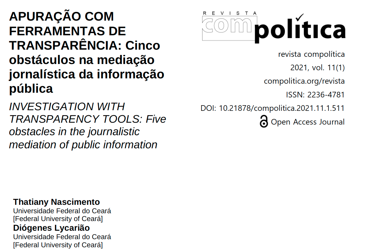 APURAÇÃO COMFERRAMENTAS DE TRANSPARÊNCIA: Cinco obstáculos na mediação jornalística da informação pública